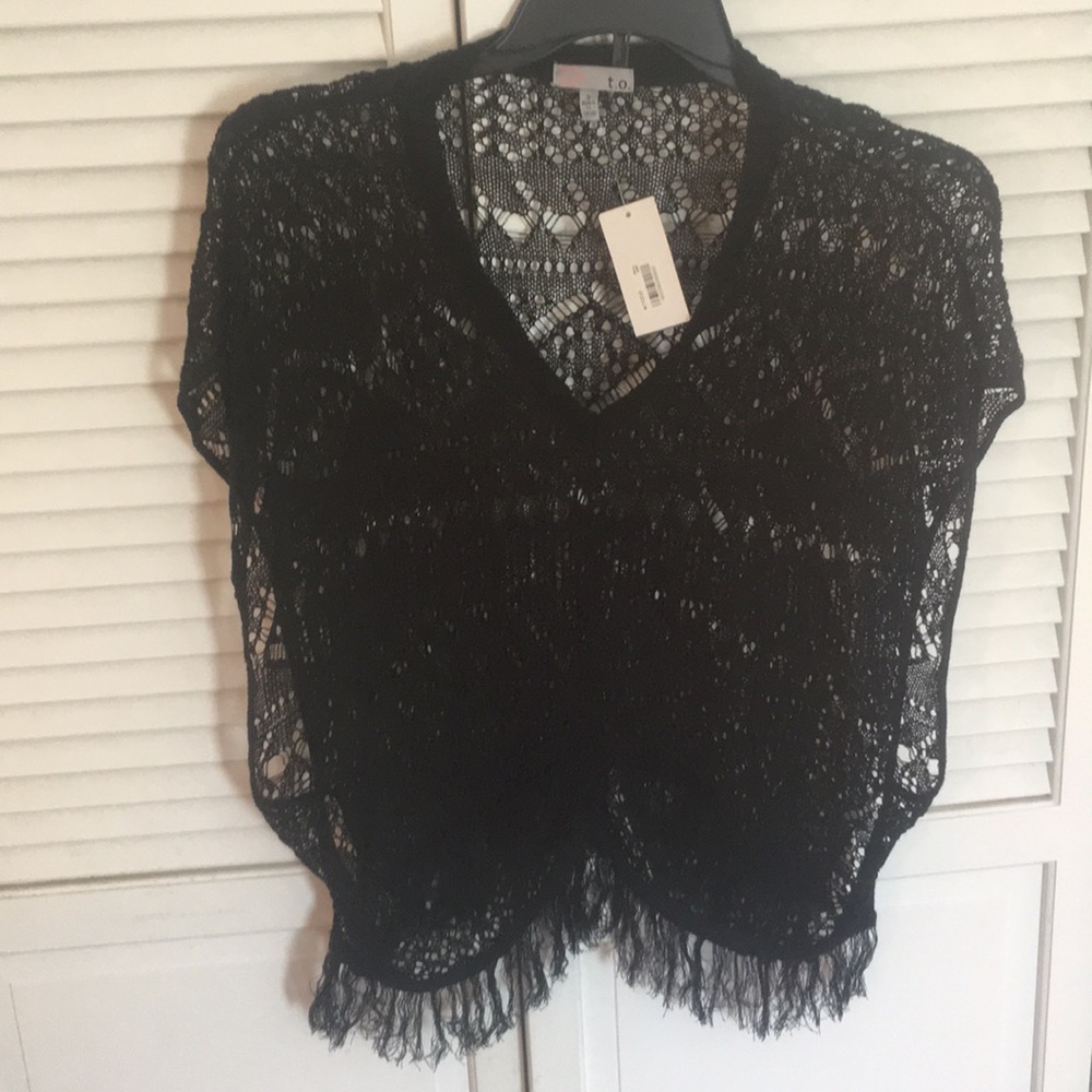 Black fringe poncho